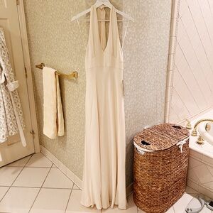 JCrew 100% Silk Halter Low Back Wedding Gown Ivory